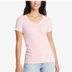 NWT Eddie Bauer Light Pink V-Neck Short Sleeve Tee small